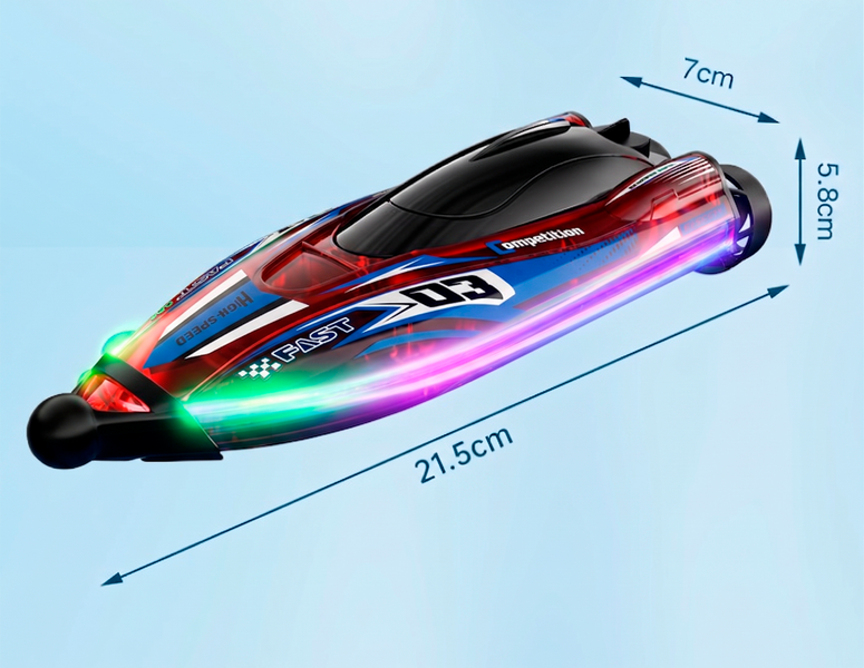 Радиоуправляемая скоростная лодка JJRC 2.4GHz | Бесколлекторные моторы, LED-подсветка и влагозащита 1000251 фото