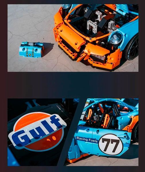 Конструктор машинка Porsche GT3 Gulf Technic, 2863 деталей, совместимый с LEGO, технический набор 1000235 фото