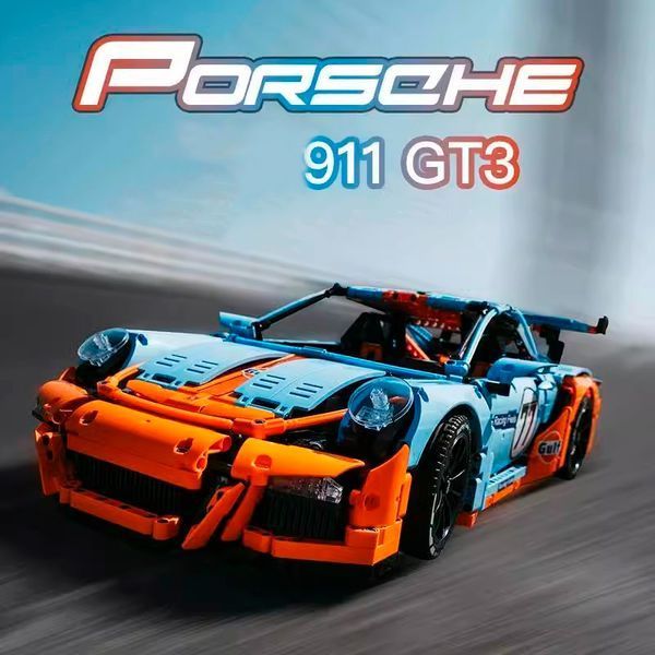 Конструктор машинка Porsche GT3 Gulf Technic, 2863 деталей, совместимый с LEGO, технический набор 1000235 фото