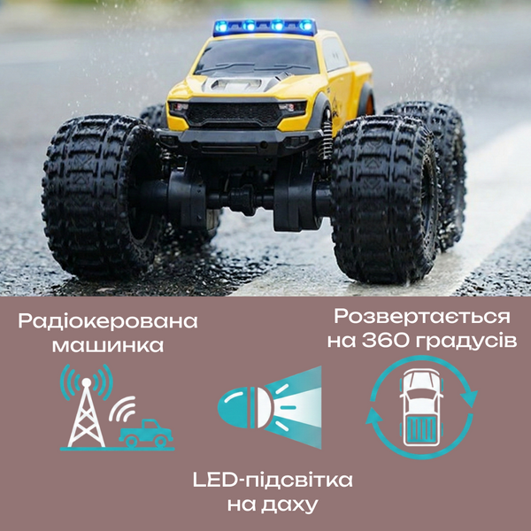 Машинка-амфибия на пульте управления JJRC C8816 Amphibious Off-Road Car 4WD (29 см) &ndash; Водонепроницаемый джип с пропорциональным управлением Желтый цвет 1000243 фото