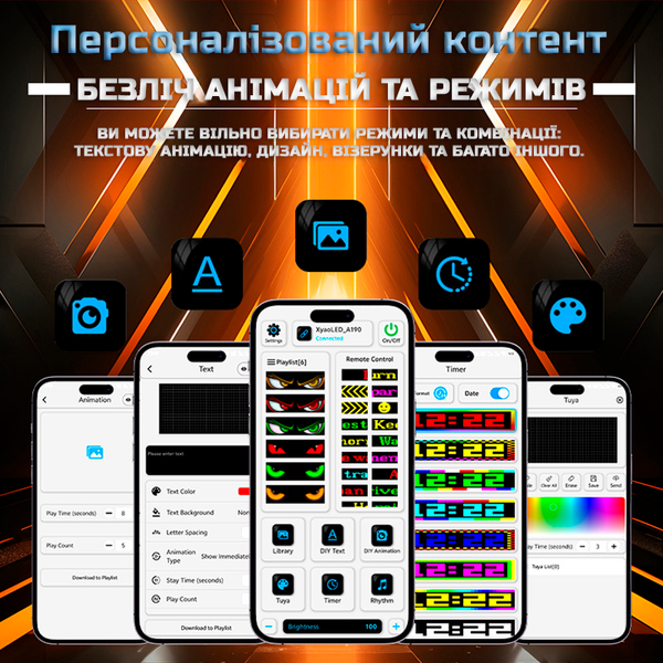 Гнучкий автомобільний LED-екран 120x595 мм (16x96 px) з Bluetooth та пультом ДК 1000244 фото