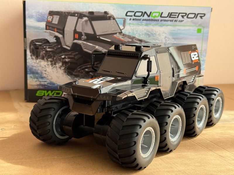 Машинка CONQUEROR всюдихід-амфібія на пульті управління 8-колісний Чорний 1000228-2 фото